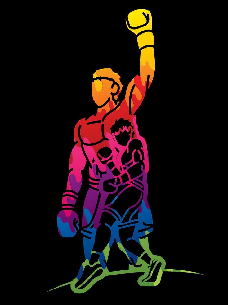 Group of Boxer Boxing Sport Mix Kickboxing Action vector