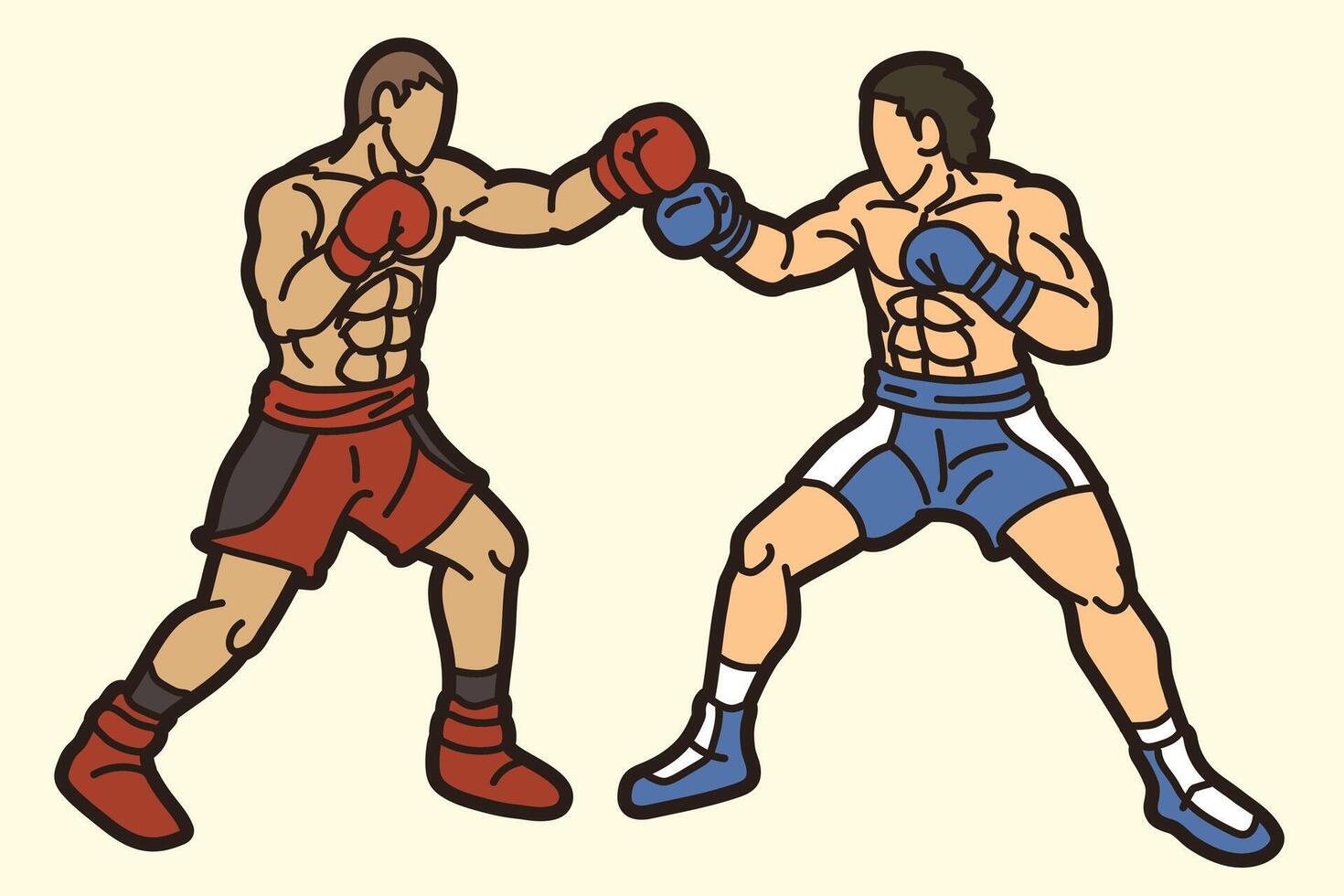 Ready to Fight Group of Fighter Boxing Sport Boxer Men Fighting Punching Mix Action Cartoon vector