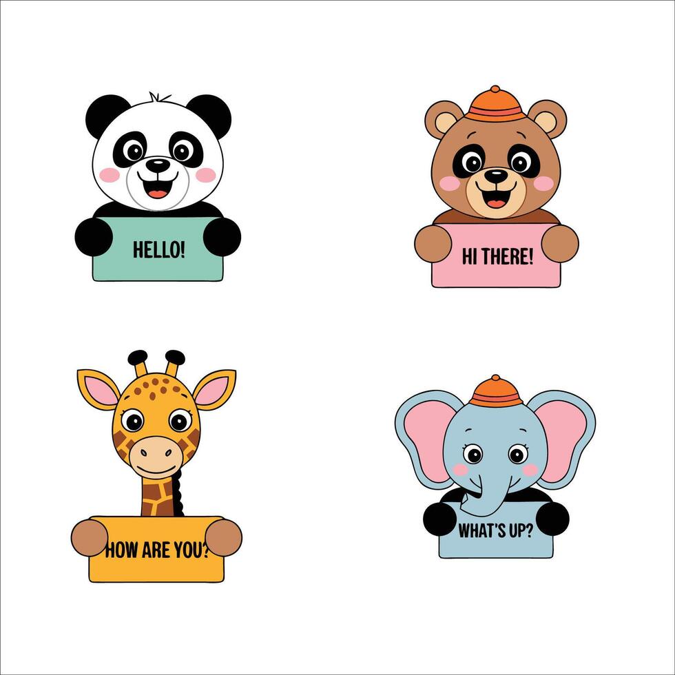 Drawing Of Animal Greetings vector