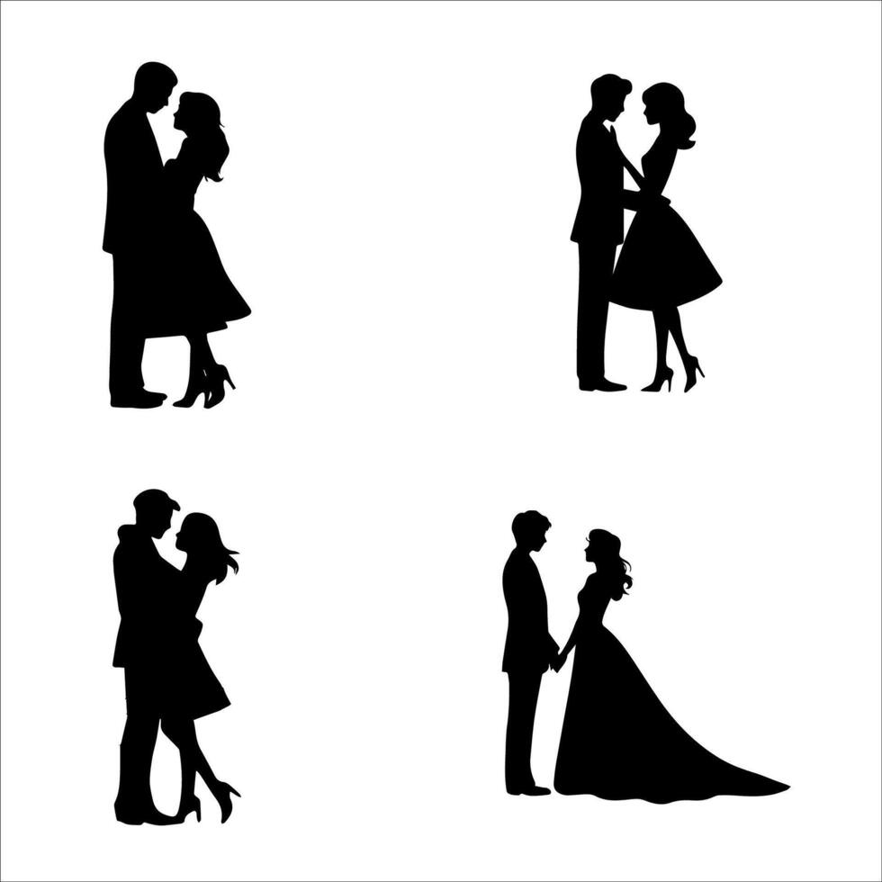 Silhouette of Romantic Valentines Couple vector