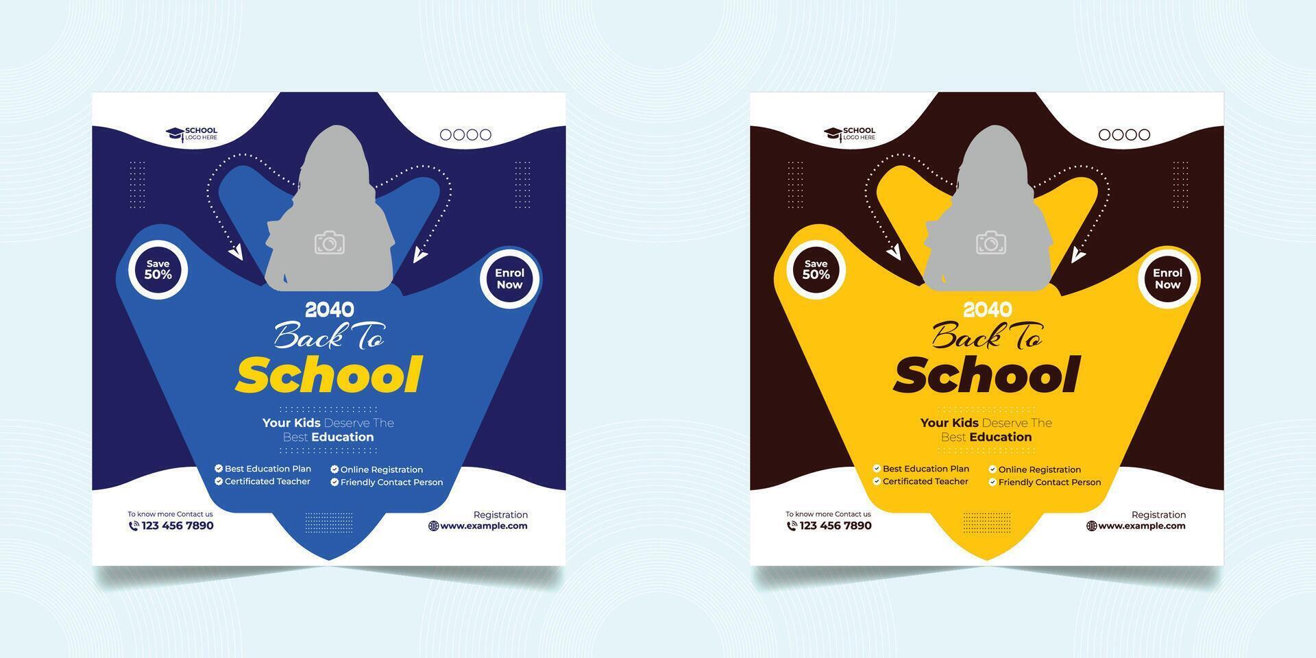 back to school education square flyer template vector