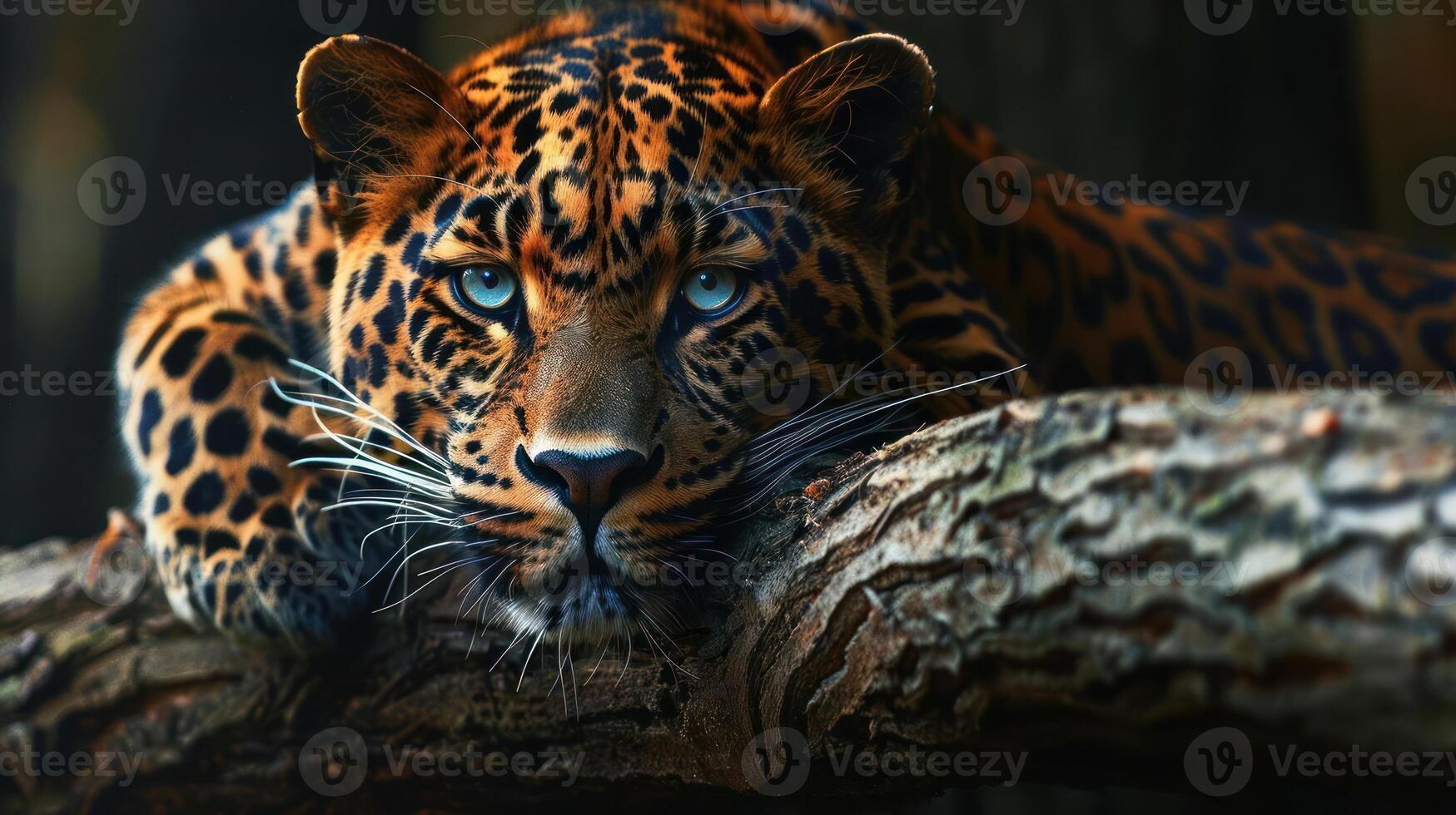 A big cat sleeps peacefully on a wooden surface. photo