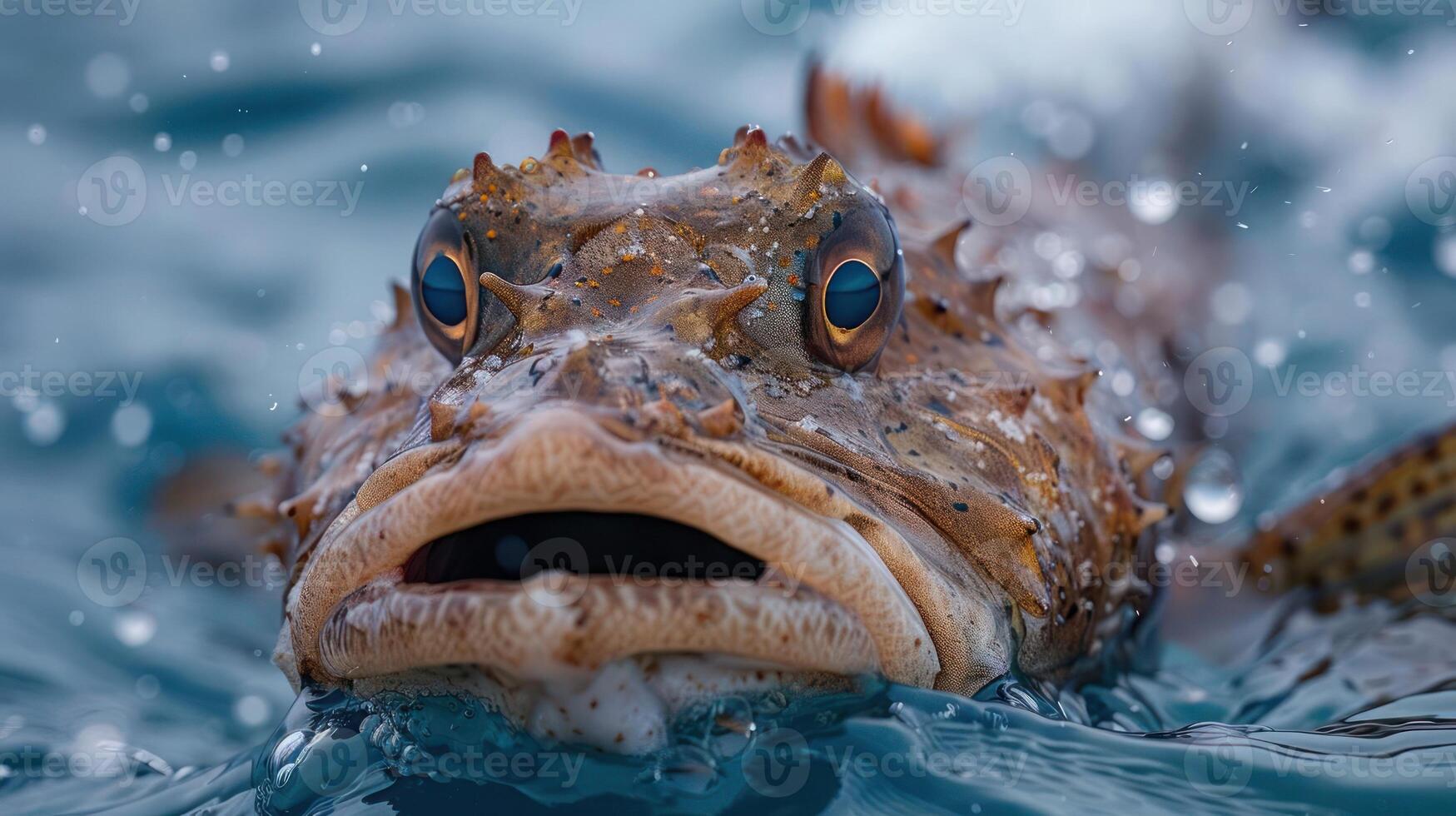 A colorful fish and a grey area between two photos. photo