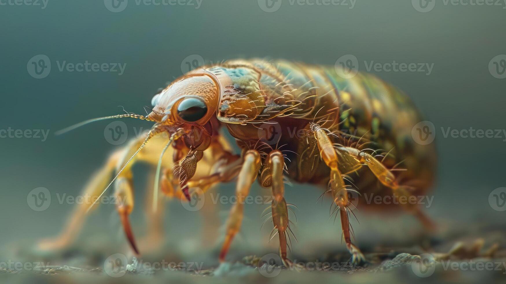 Brown and white insect crawling on a surface. photo