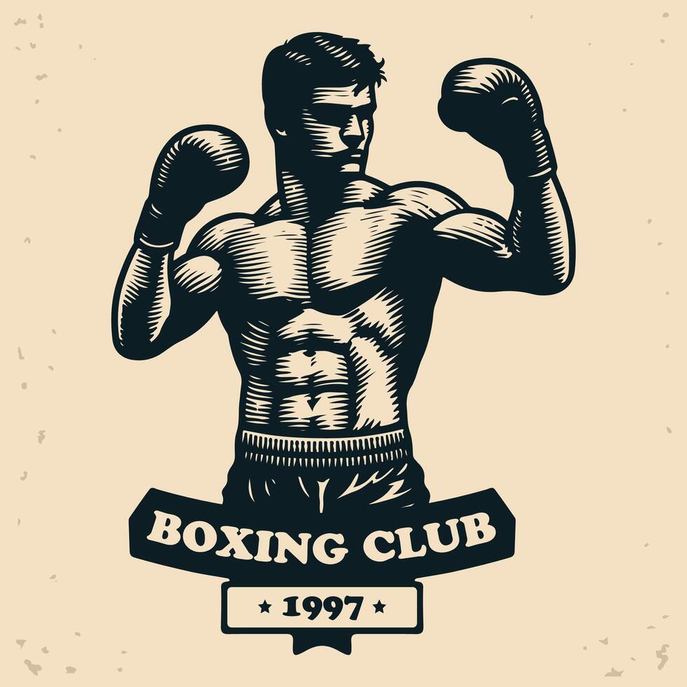 Boxing Club logo in retro style vector