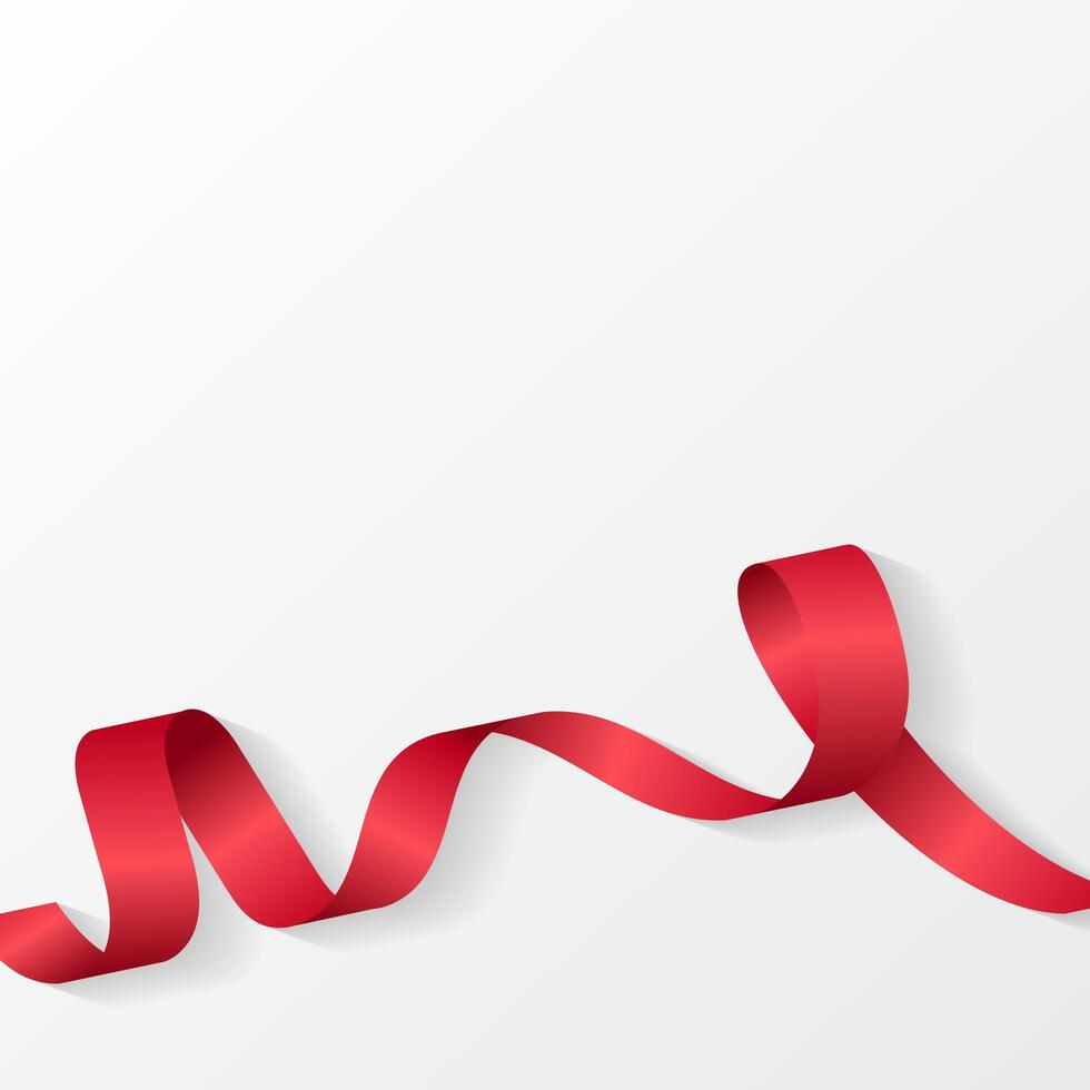 Curved wavy ribbon red festive ribbon for congratulations. - . vector