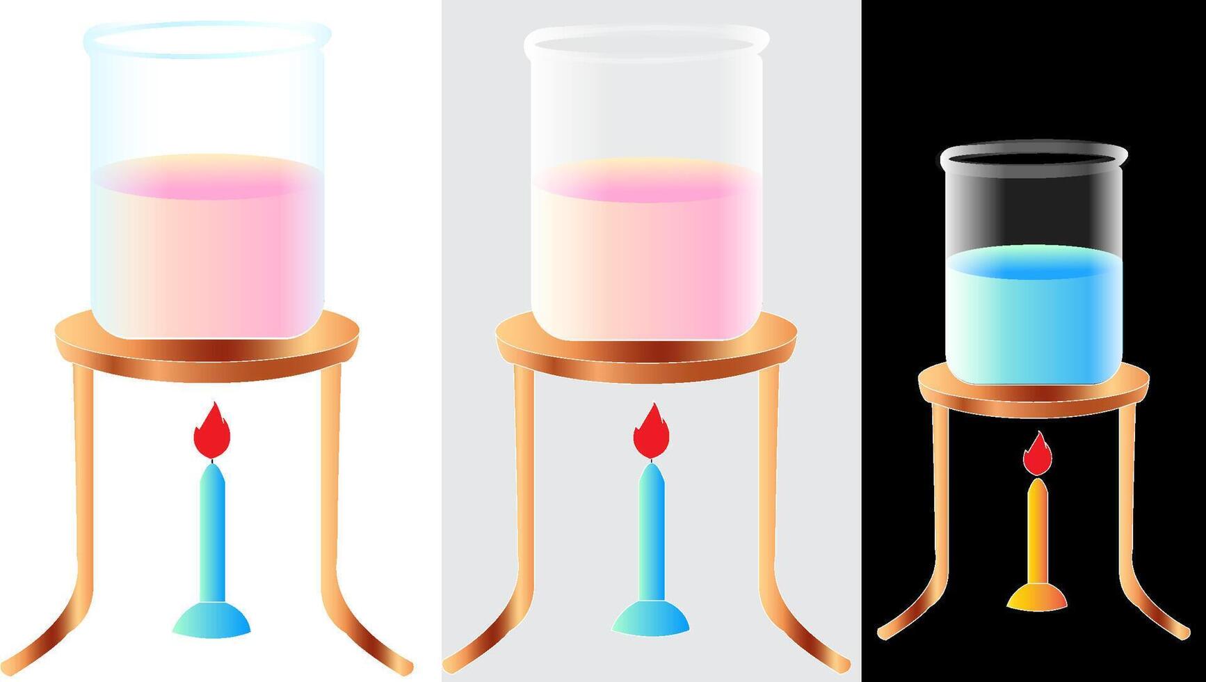 Science experiment beaker container with liquid on the bunsen burner vector