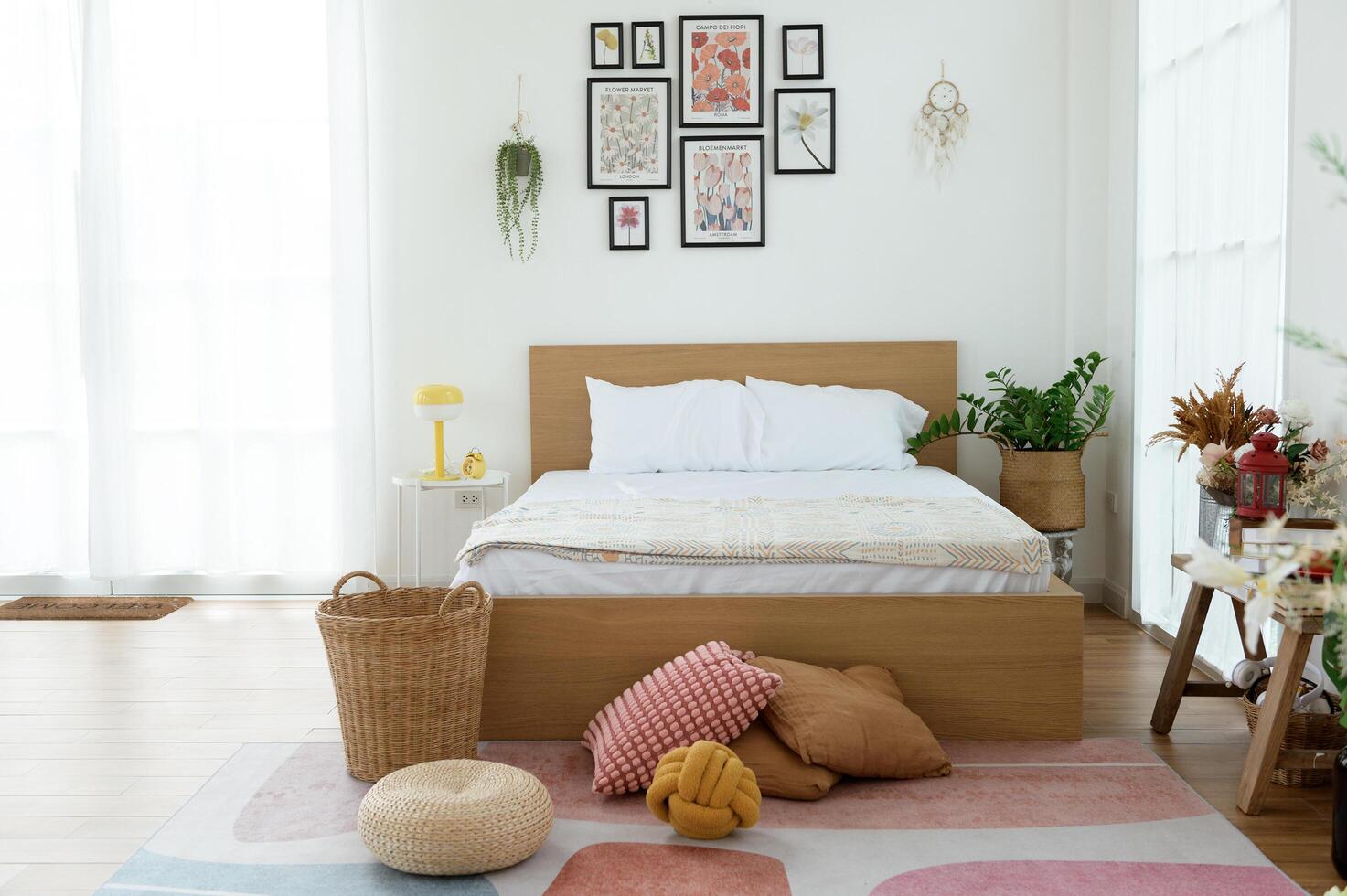 Cozy Bedroom With a Minimalistic Design and Natural Light in a Tranquil Setting photo
