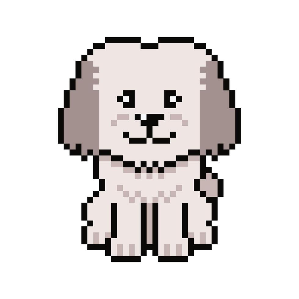 Pixel art cute shih tzu dog in retro style vector
