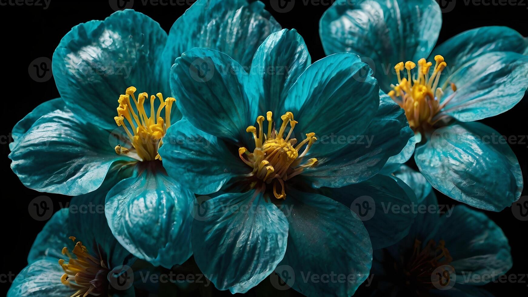 Surreal Turquoise Flowers Macro Photography photo