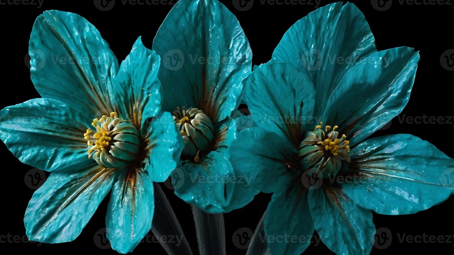 Surreal Turquoise Flowers Macro Photography photo