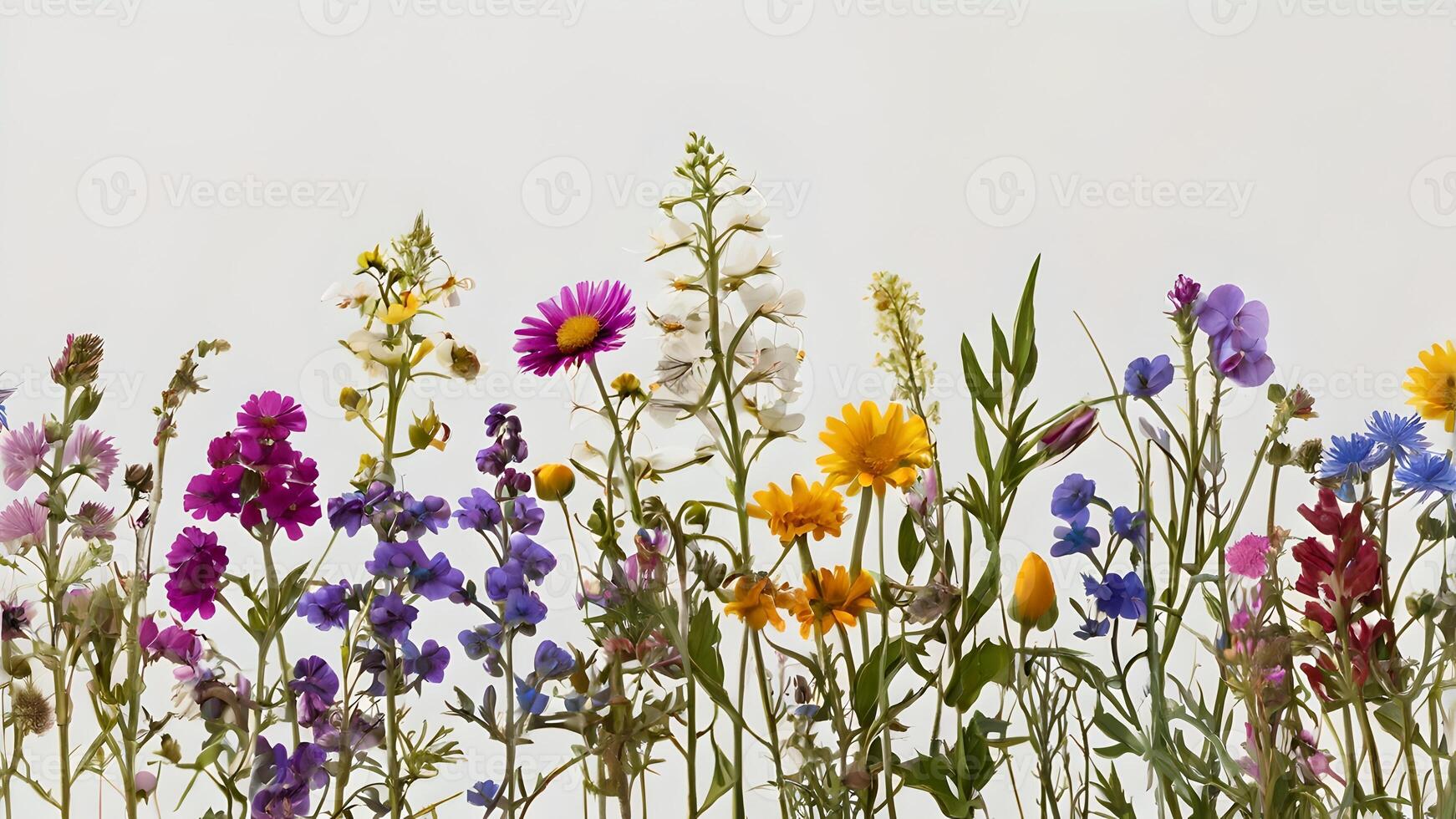 Vibrant Wildflower Meadow Bouquet Against White Background photo