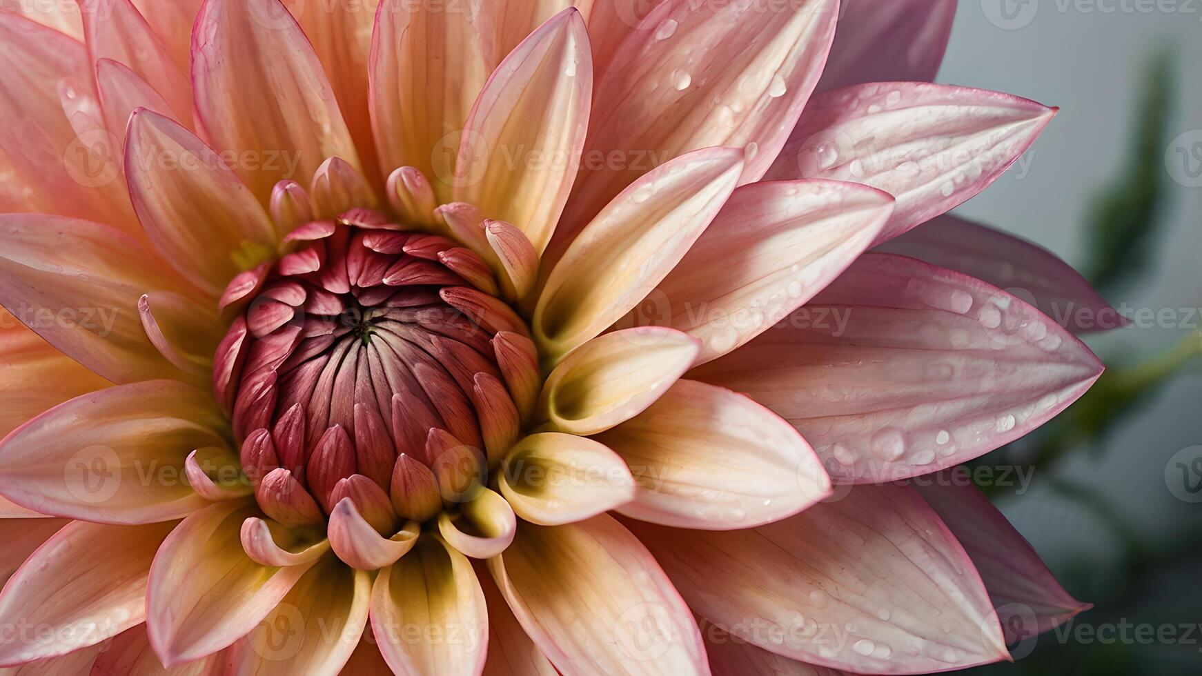 Dew Kissed Pink Dahlia Close Up photo