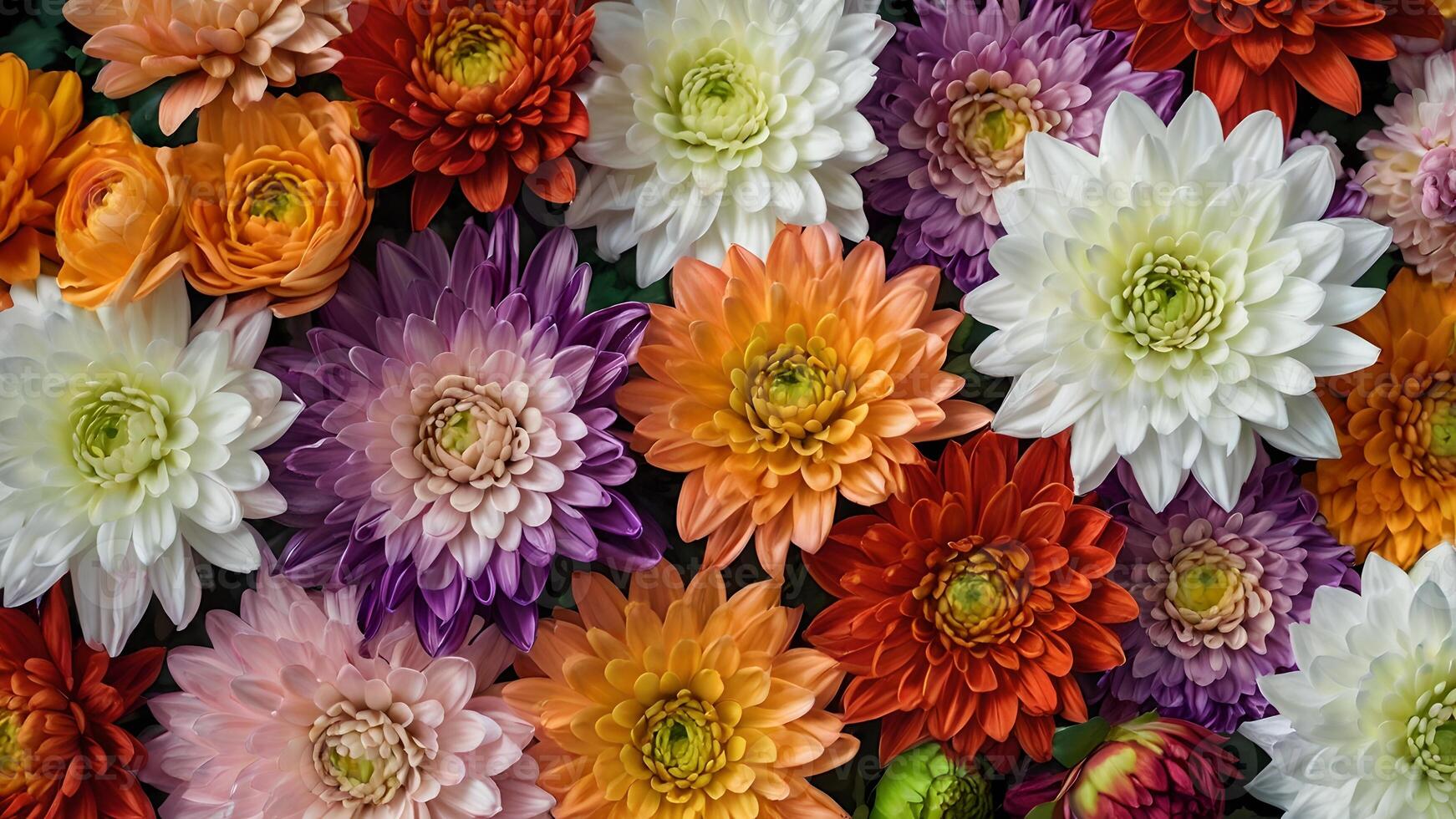 Vibrant Chrysanthemum Flower Wall for Wedding Decoration photo