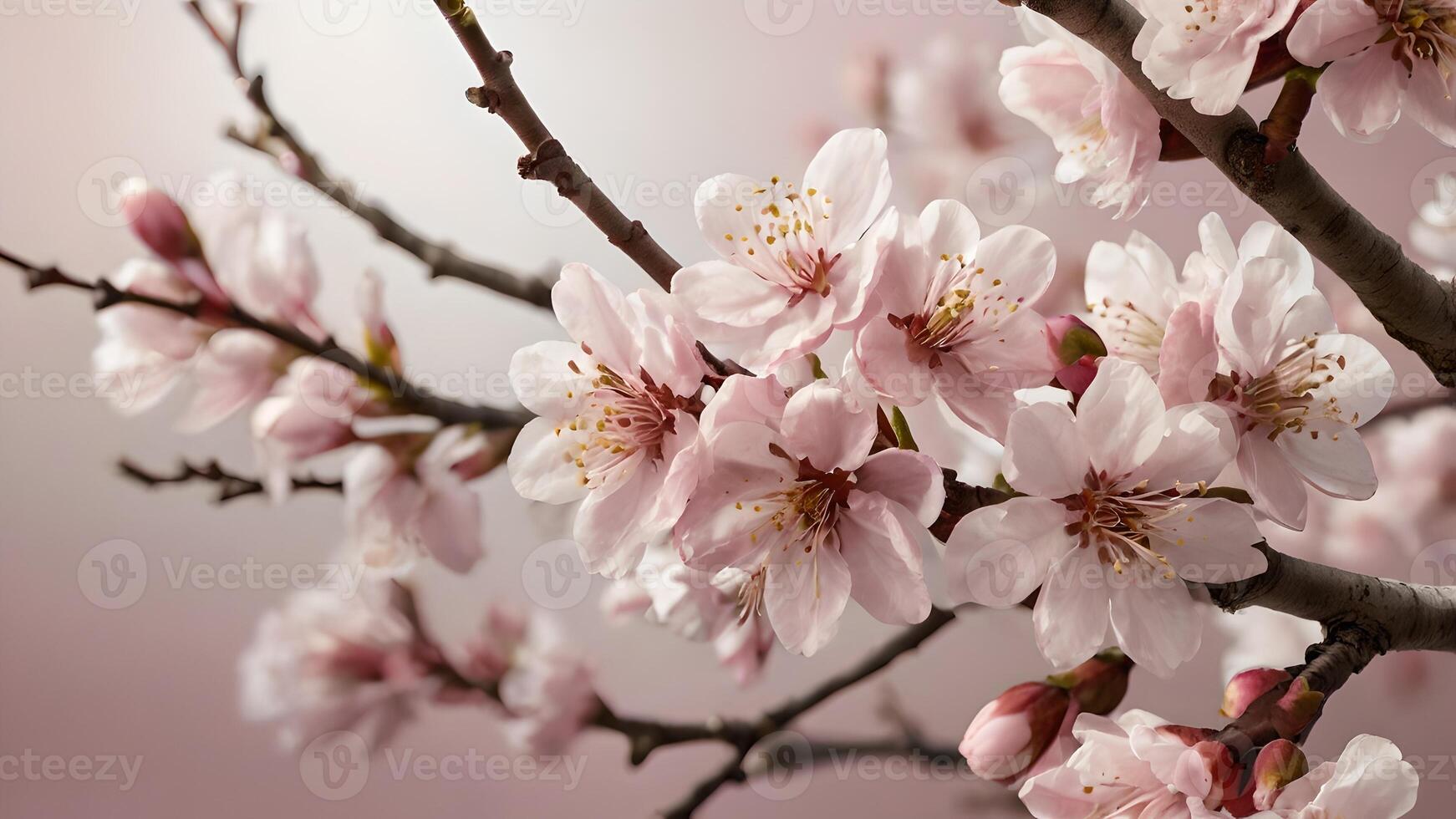 Delicate Pink Almond Blossoms in Springtime photo