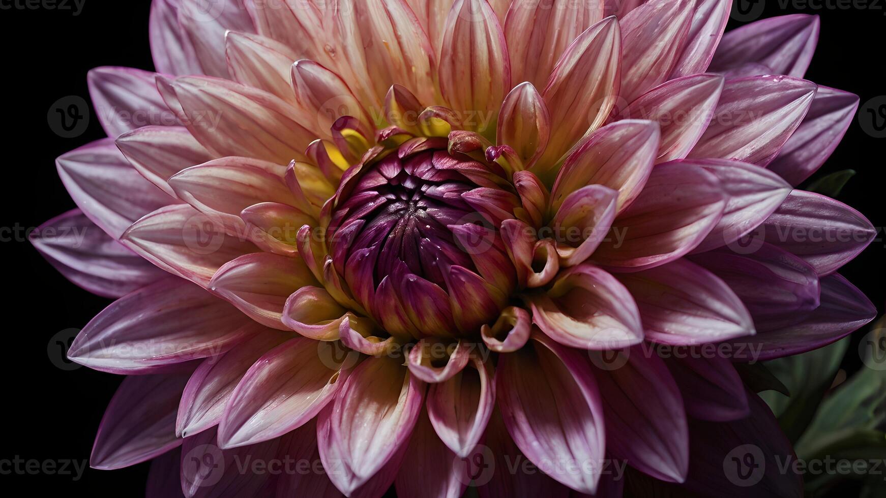 Surreal Dark Chrome Pink Purple Dahlia Macro photo