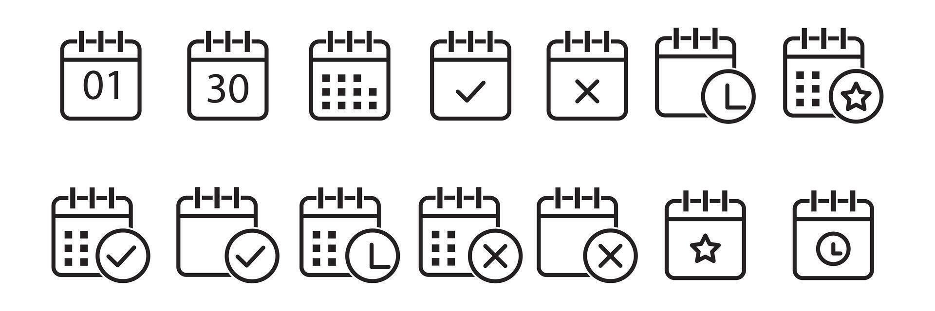 Calendar icon. Calendar planner icon collection. Calendar notification icon. Business plan schedule, Reminder organizer event signs. vector
