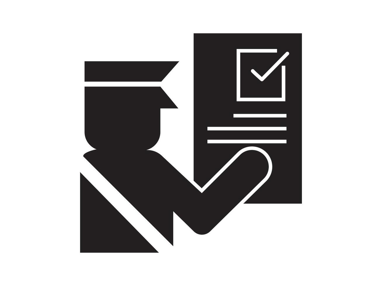 Customs clearance flat icon, Policeman inspecting luggage sign. check list customs and officer. Symbol of customs checkup and control. vector