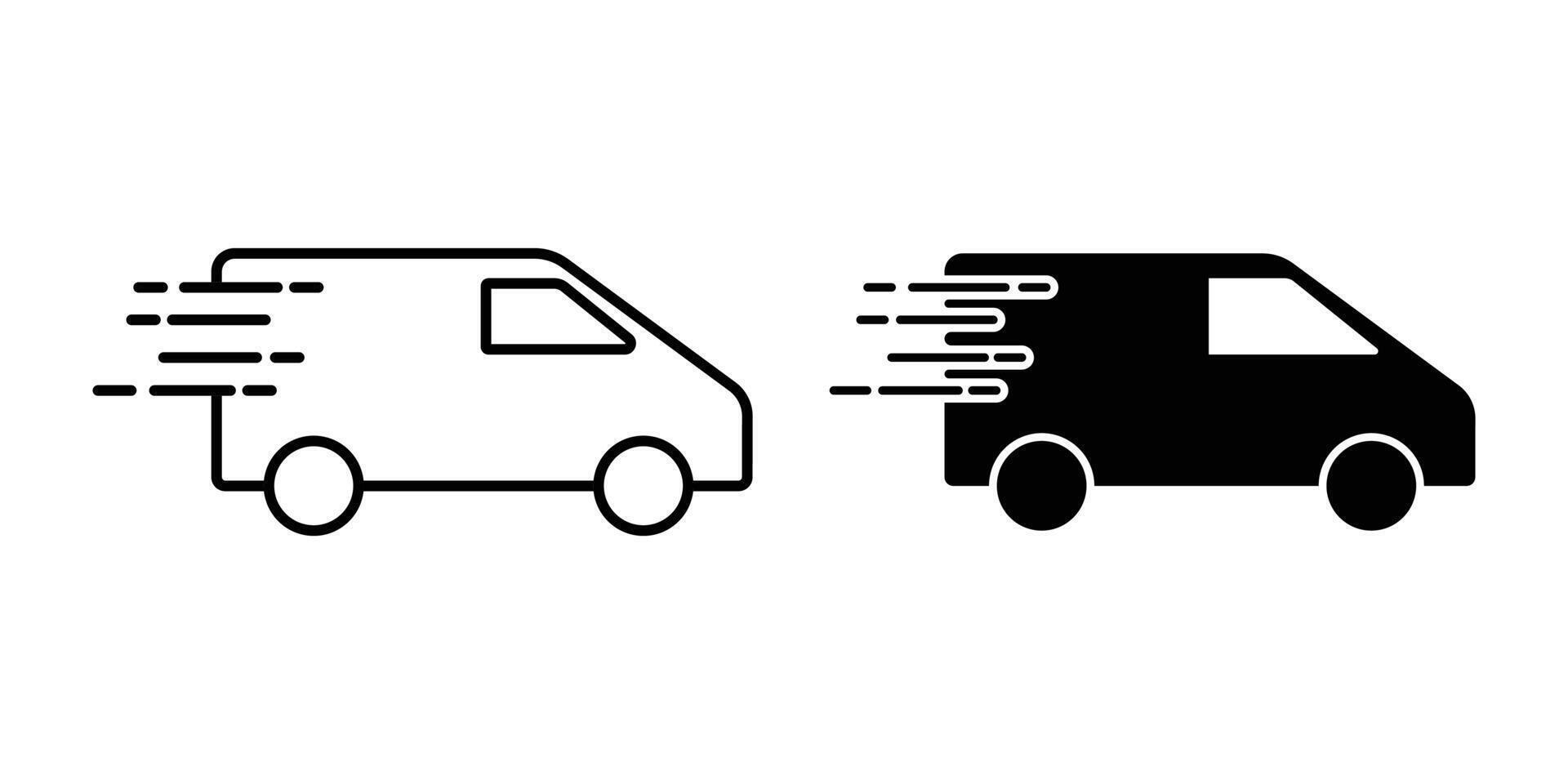 Delivery truck icon set. Fast shipping delivery truck icon set. fast delivery glyph icon. vector