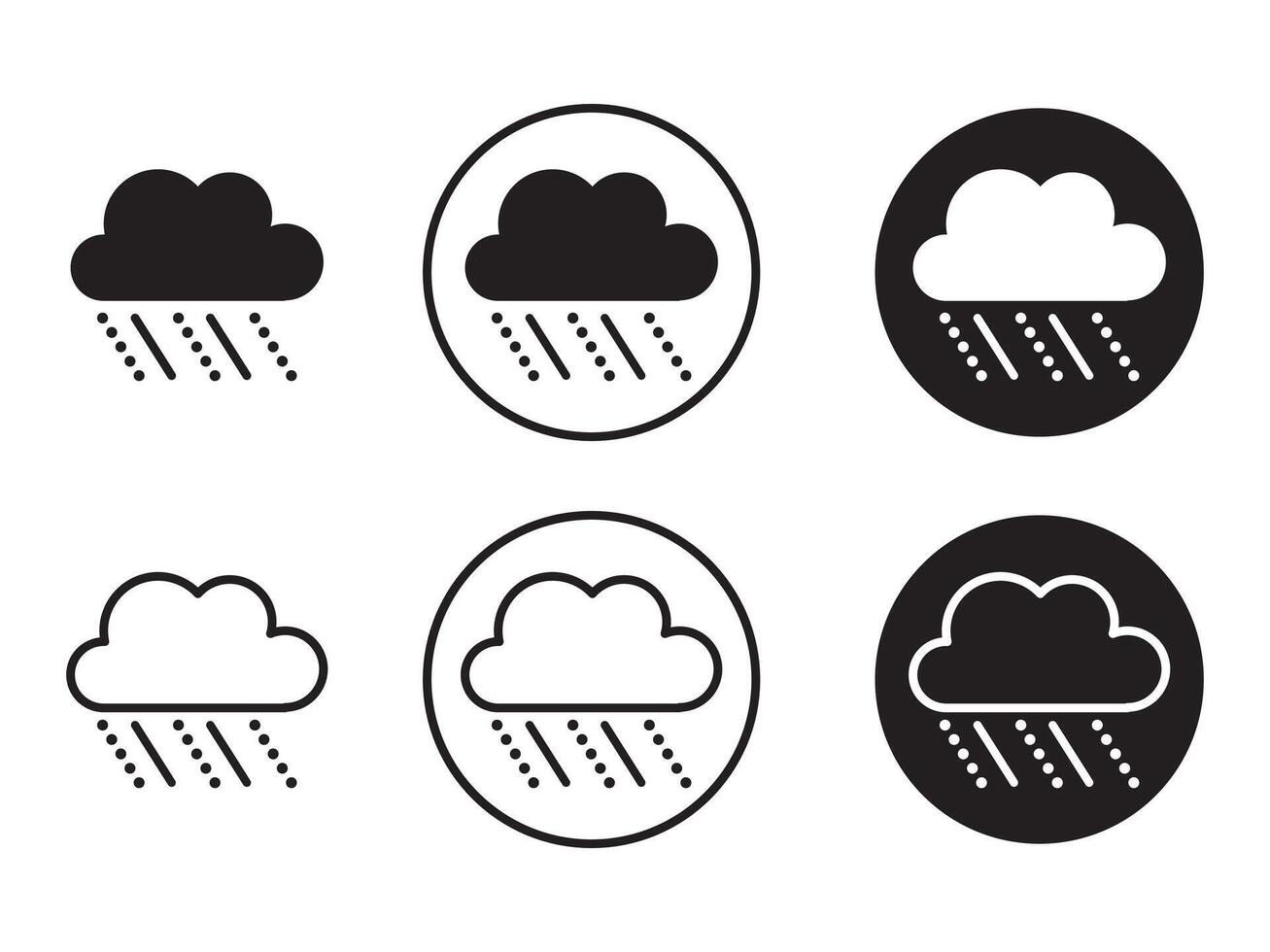 Cloud hail icon set. Winter snow fall weather symbol, rain fall pictograms of hailstones. vector