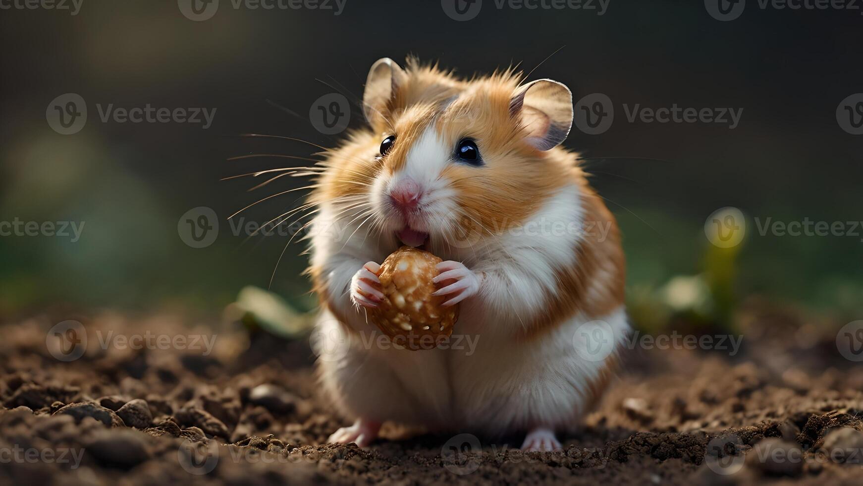 Cute Hamster Holding Food in its Paws photo