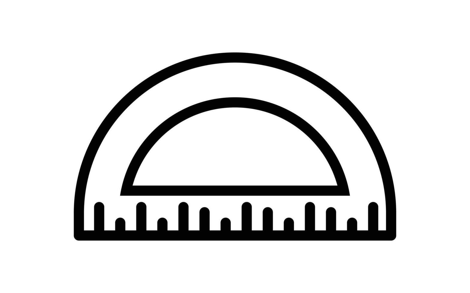 Half circle protractor for measuring angles line icon, use for math apps and websites, white background. vector