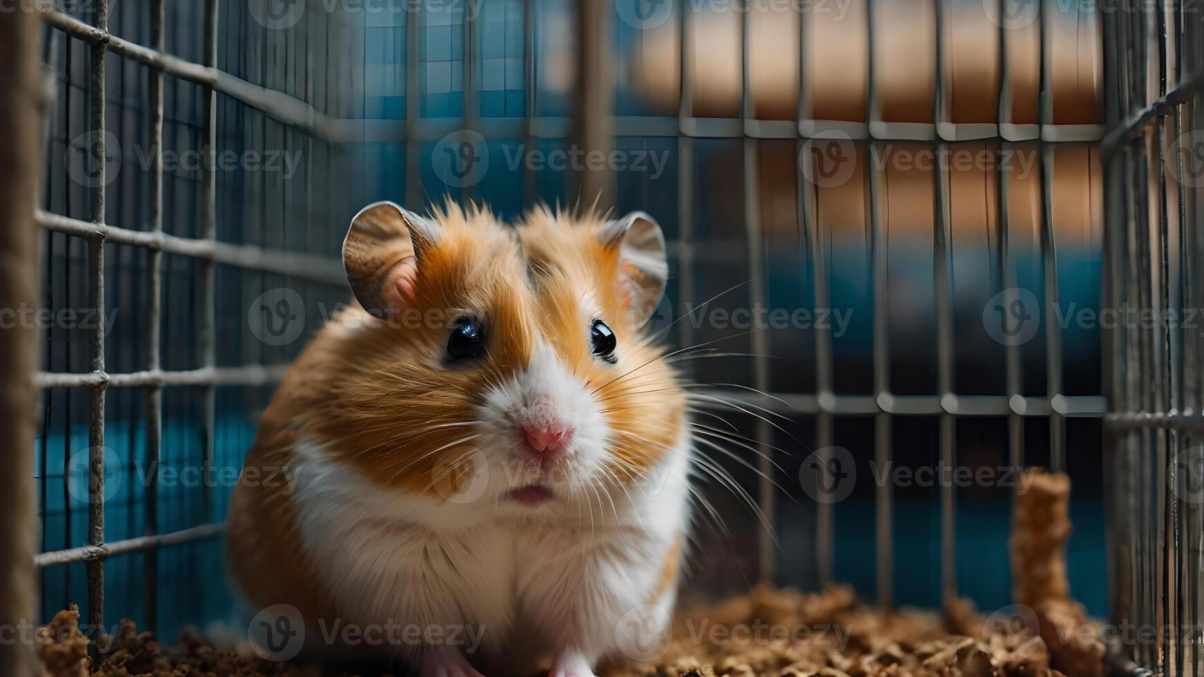 Cute Hamster In A Cage Looking At The Camera photo