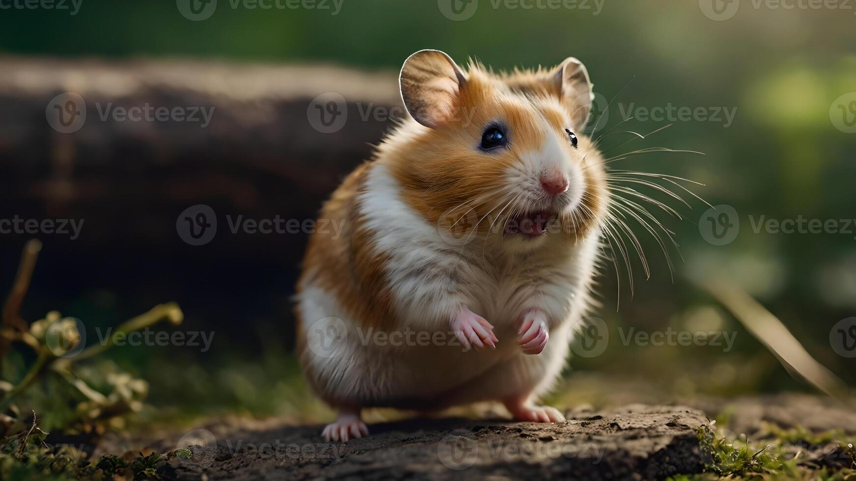 Cute Hamster Jumping in the Garden photo