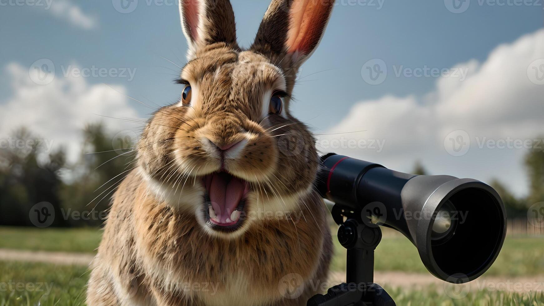 Funny Bunny with a Megaphone Making a Loud Announcement photo