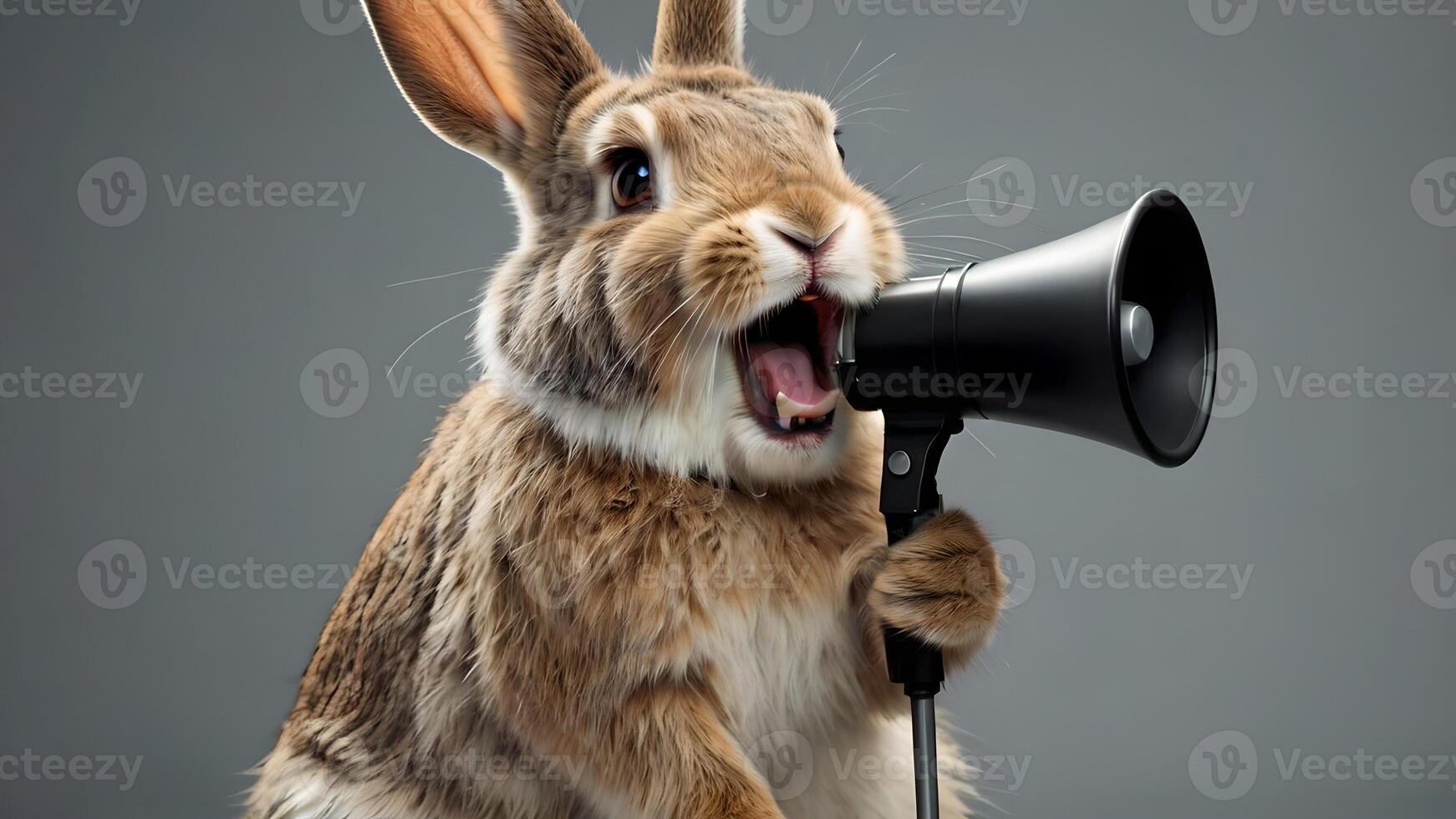 A Rabbit Shouting into a Megaphone photo