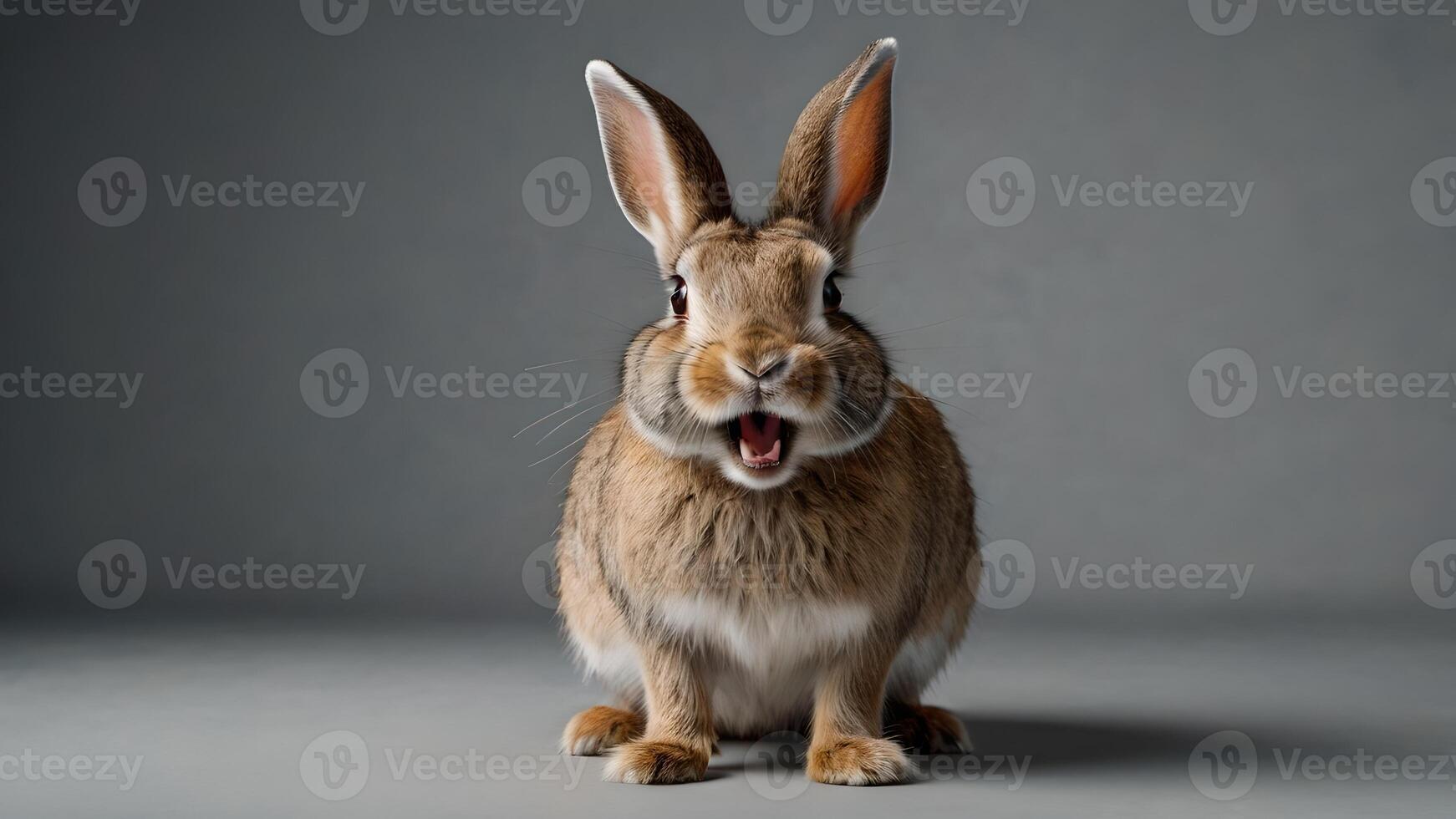 Shocked Rabbit With Open Mouth, Gazing with Surprised Expression photo