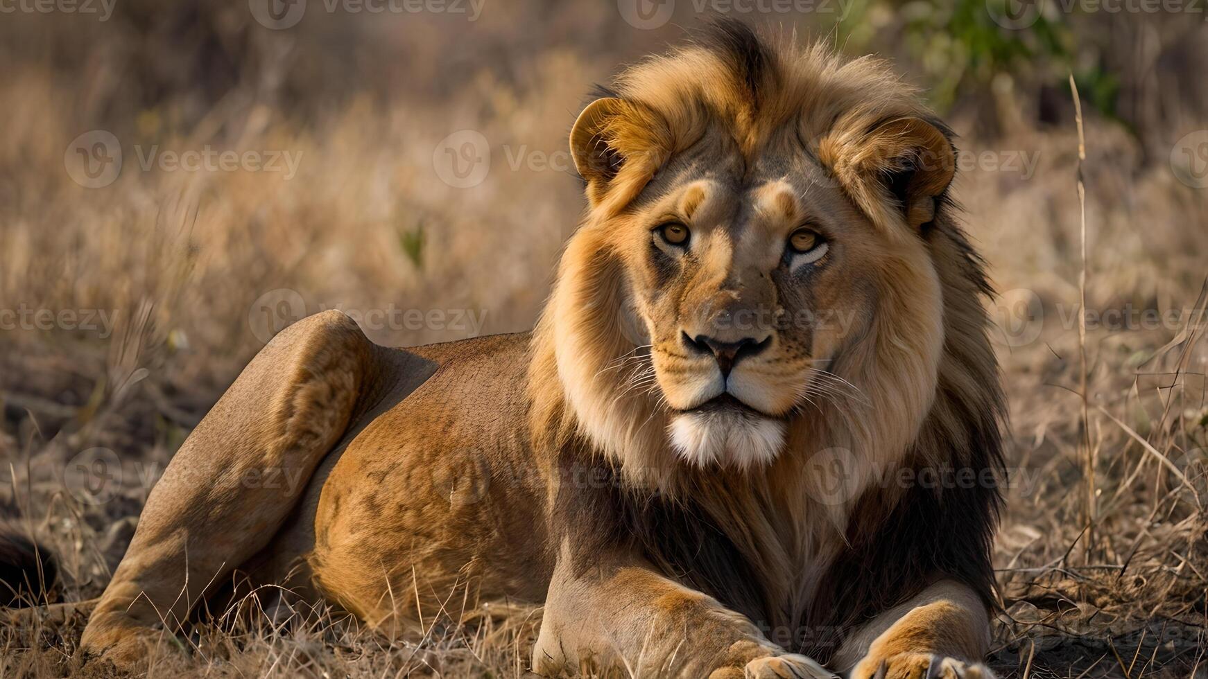 Majestic Asiatic Lion Resting in Gir National Park photo