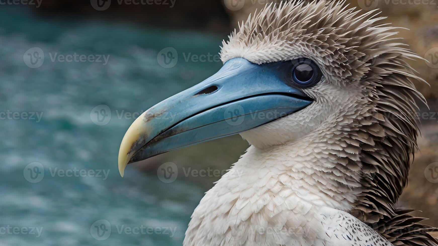 Blue Footed Booby Alert by the Ocean photo