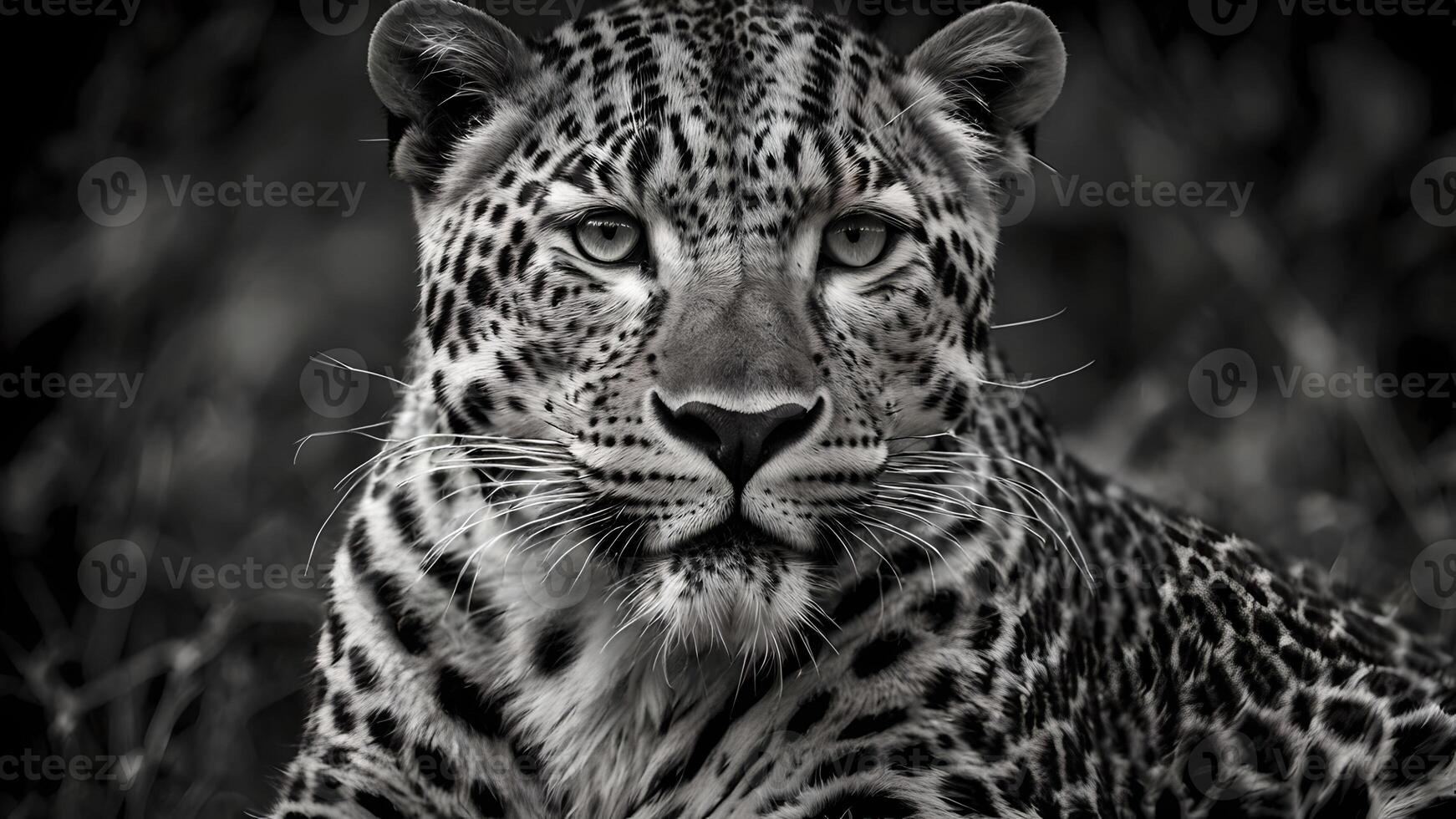 Majestic Leopard in Black and White photo