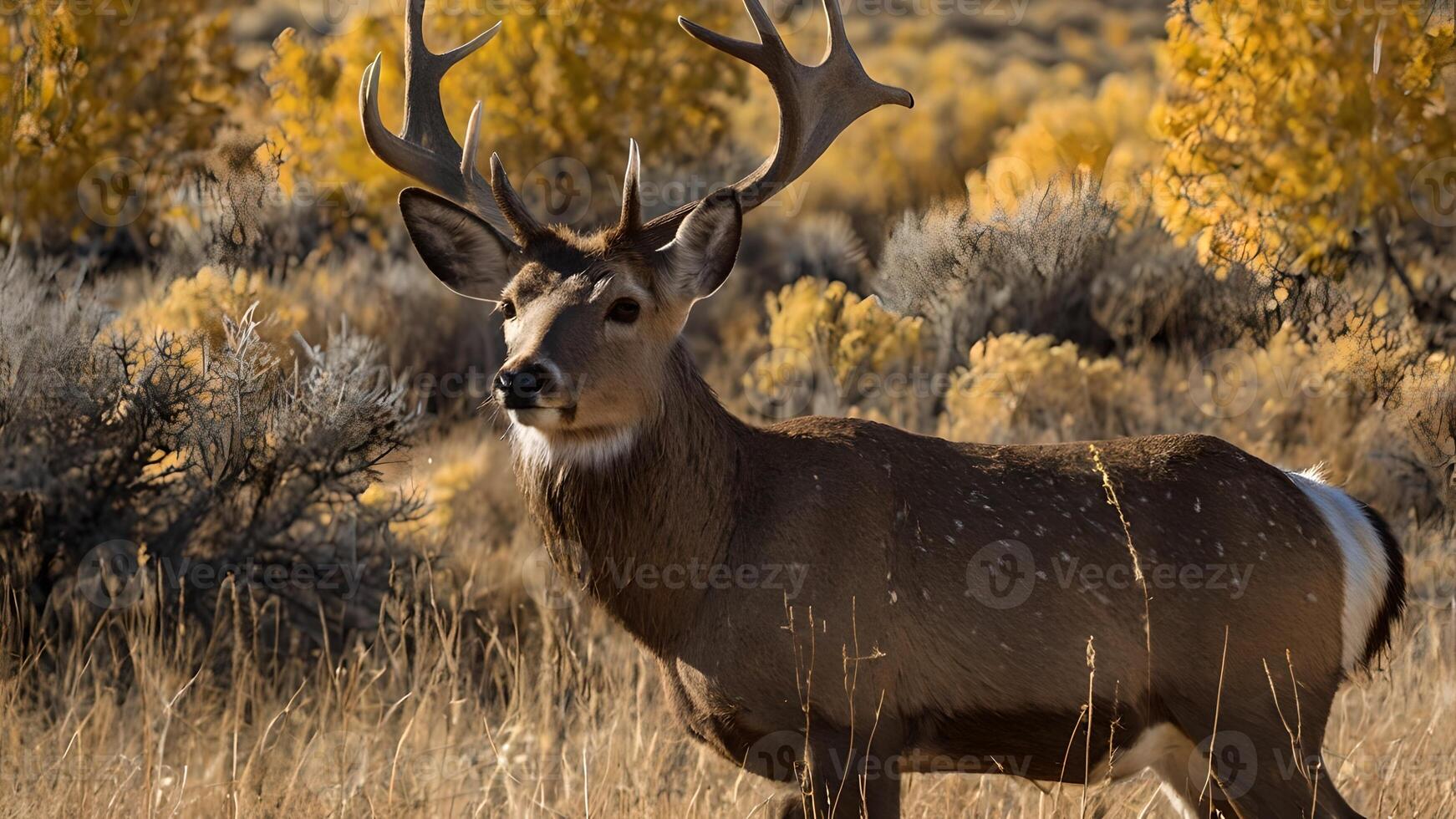 Majestic Mule Deer Buck in Autumn Meadow photo
