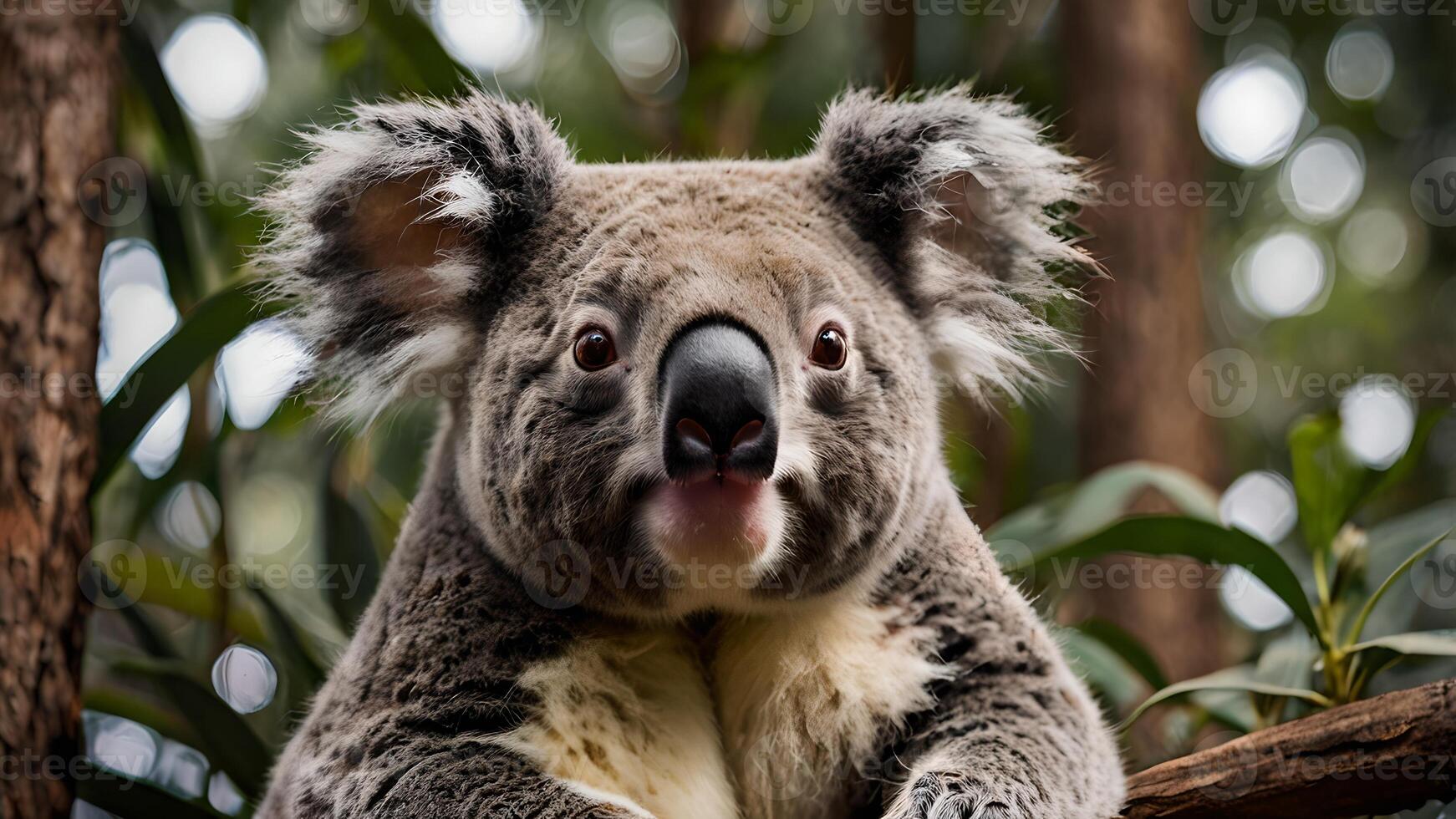 Adorable Koala Portrait in Lush Australian Rainforest photo