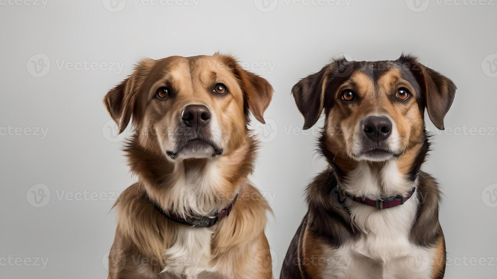 Two Dogs Portrait White Background Studio Shot photo