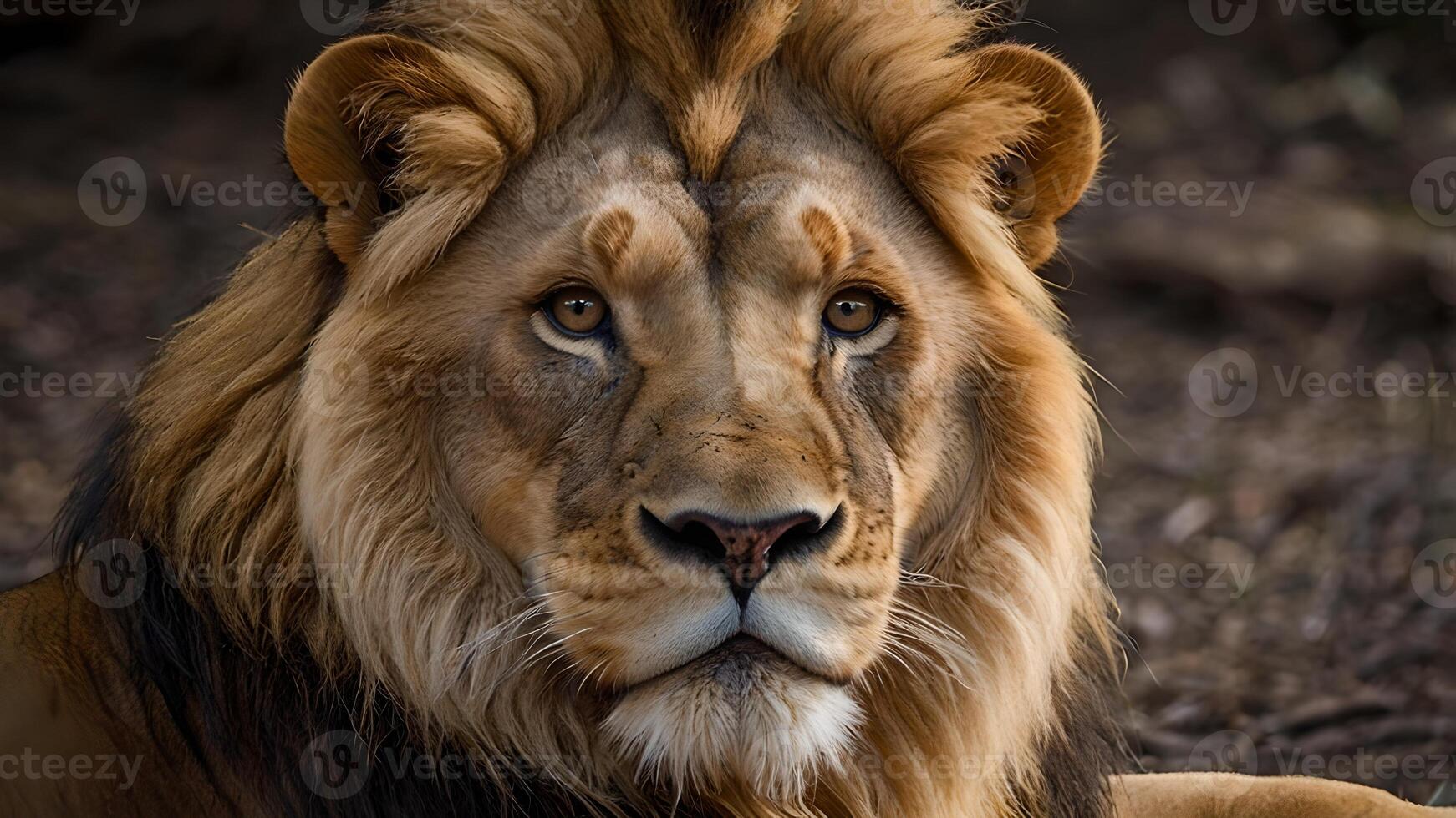Majestic Male Lion Portrait in Natural Habitat photo