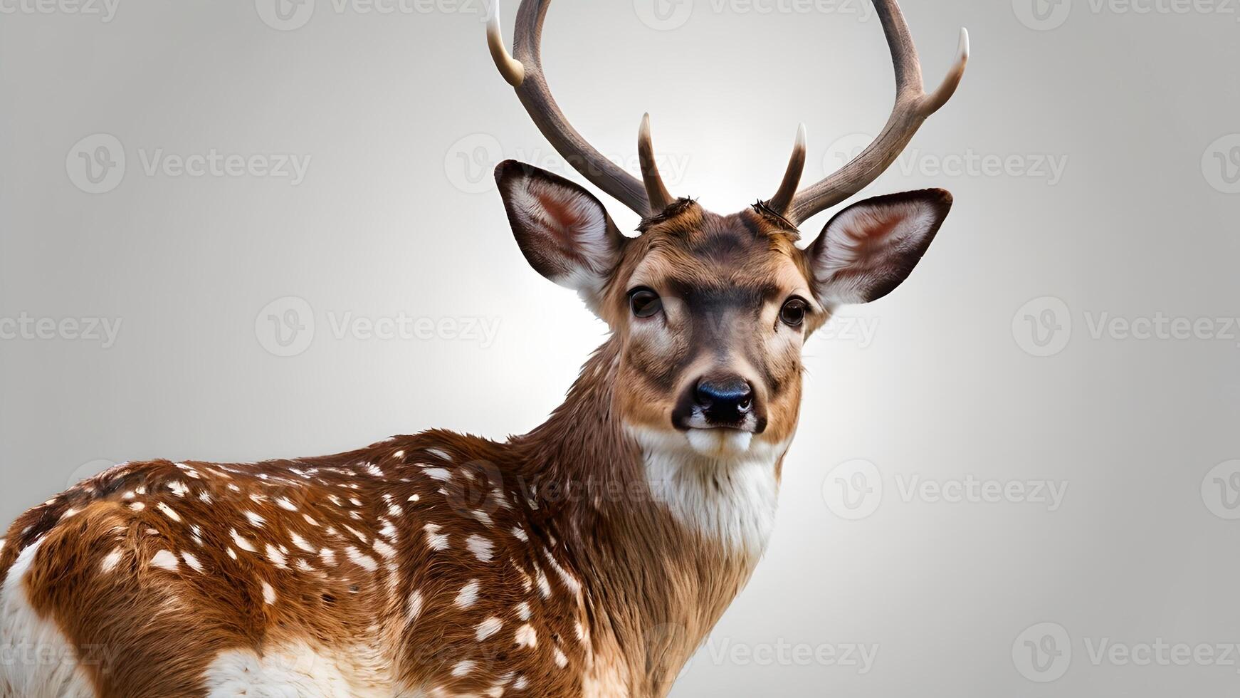 Majestic Fallow Deer Portrait Against White Background photo