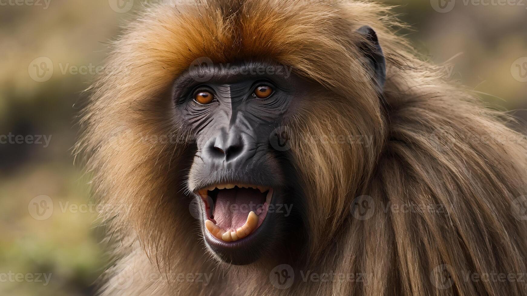 Gelada Baboon Portrait Simien Mountains Ethiopia photo