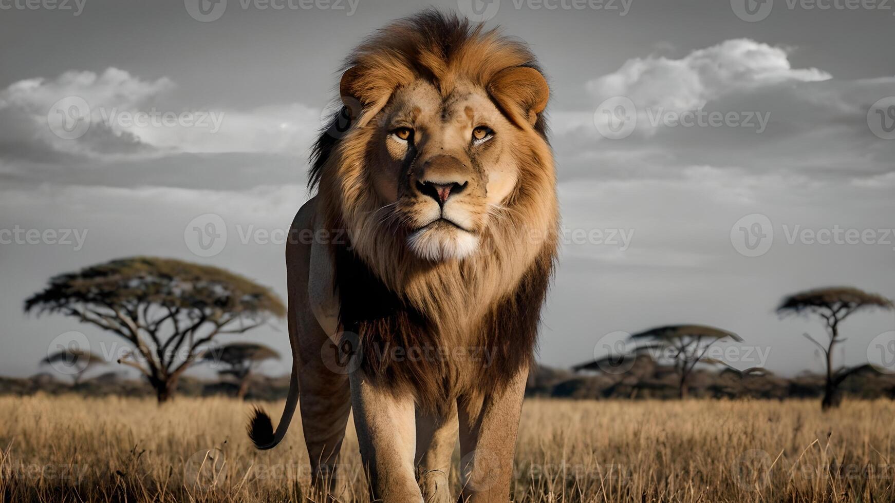 Majestic Lion in African Savanna photo