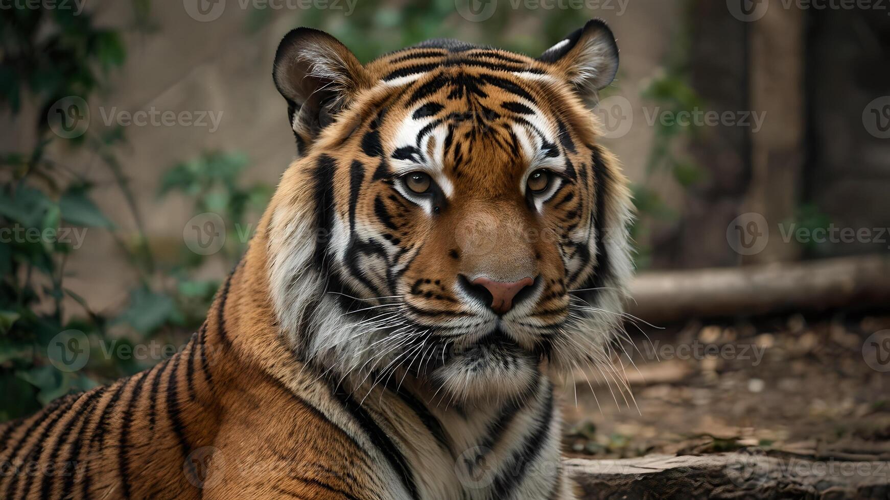 Majestic Asian Tiger Portrait in Natural Habitat photo
