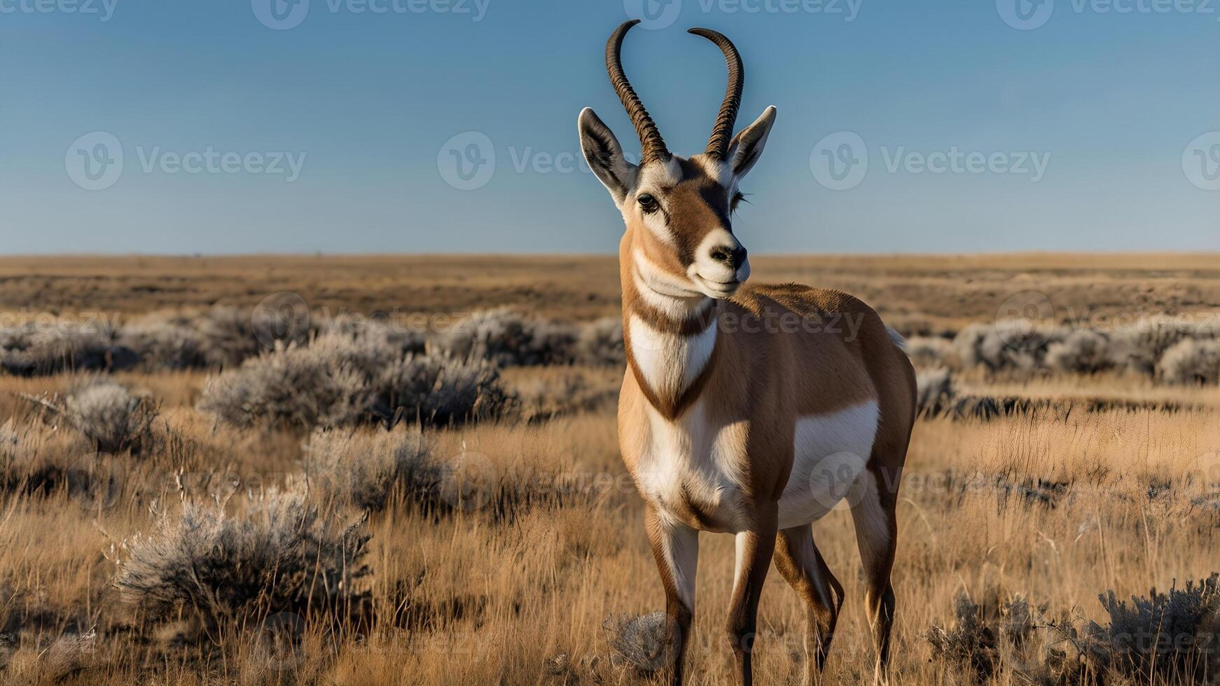 Majestic Pronghorn Antelope Buck in Golden Prairie photo