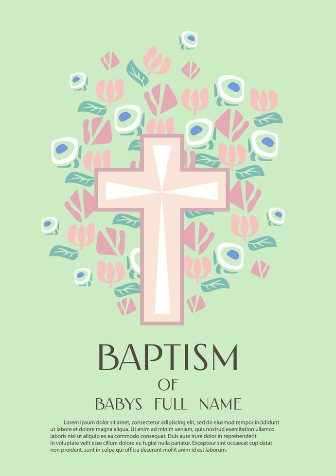 Baby Baptism Or Christening Invitation Template vector