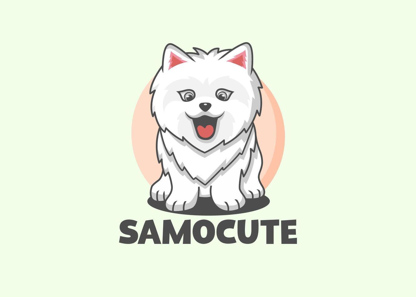 Cute Samoyed puppy mascot laughing related to happy dog expression vector
