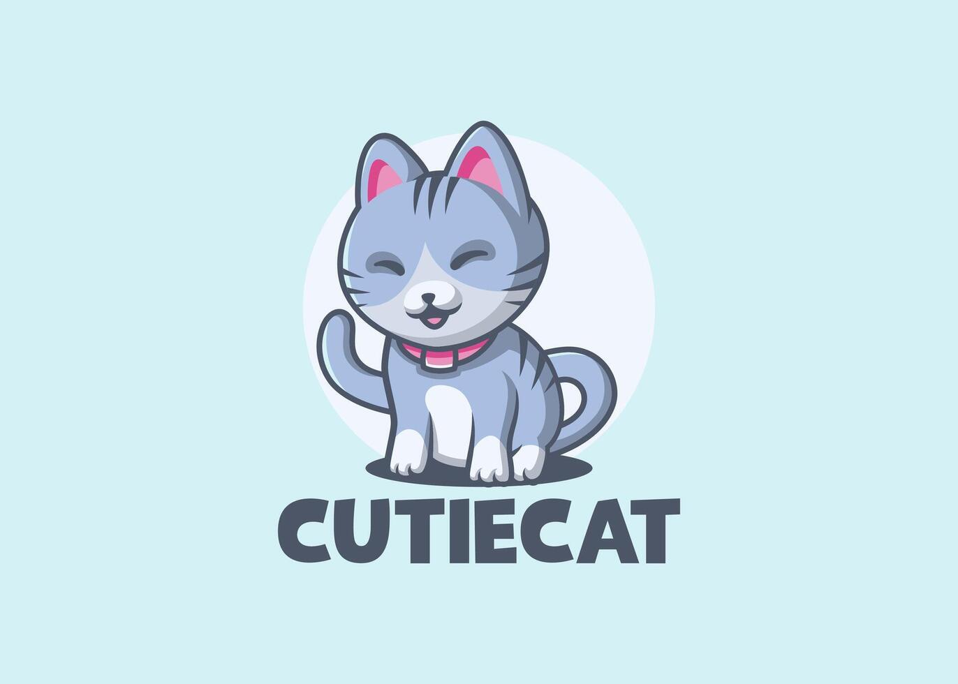 Cute kitten mascot laughing related to happy cat expression vector