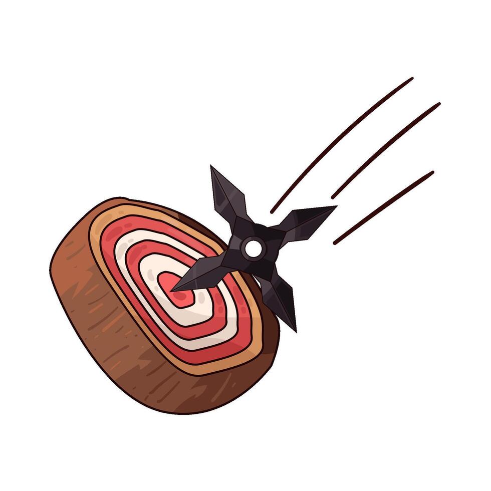 illustration of shuriken on dart board vector