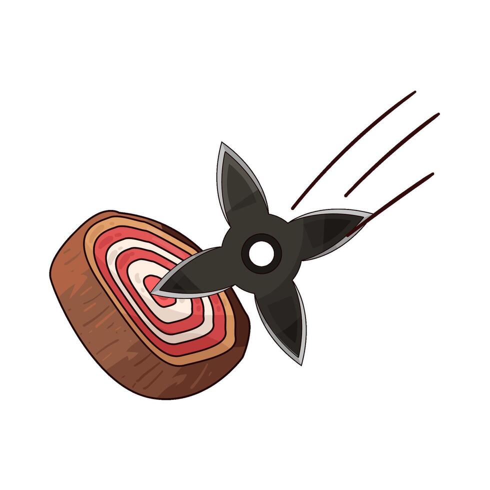 shuriken with dart board illustration vector