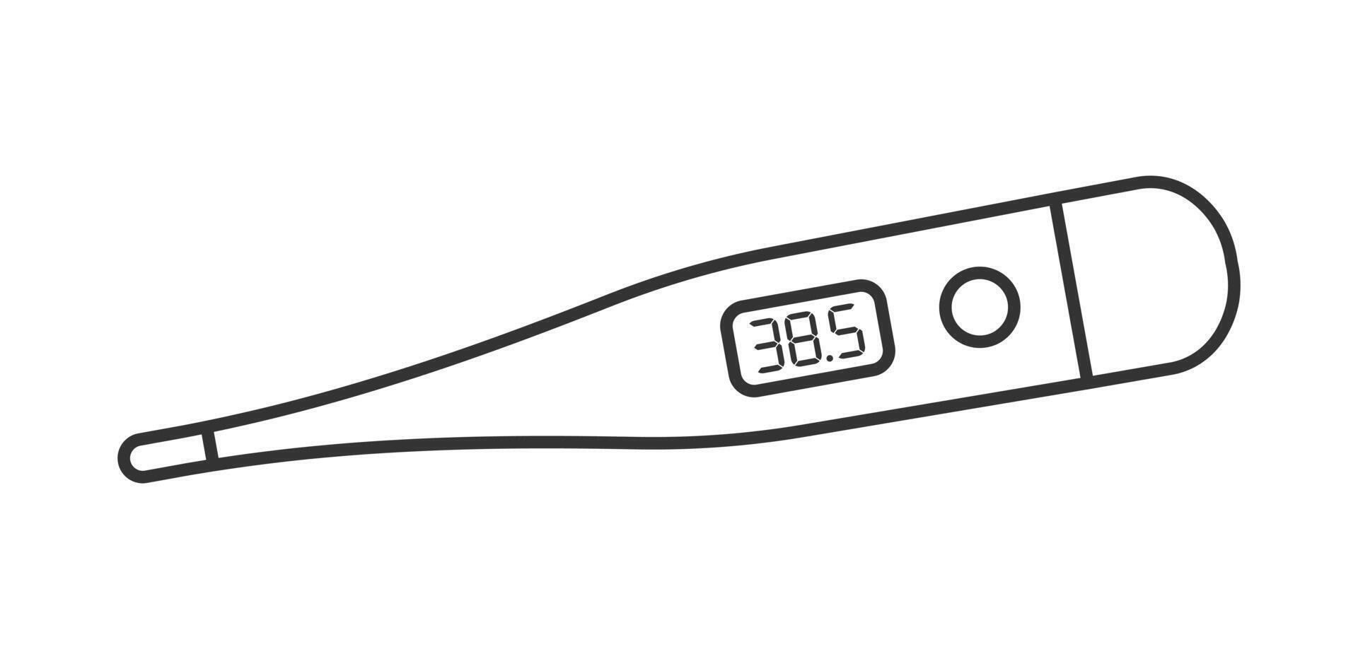 Thermometer icon symbol shape. Medical digital thermometer for fever measurement diagnostic logo sign. outline illustration image. Isolated on white background. vector