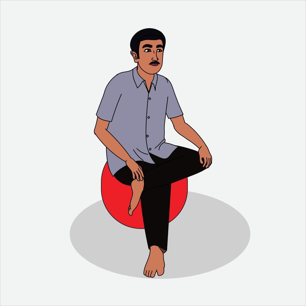 A man sitting on a ball vector